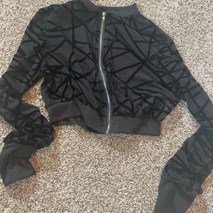 Black mesh cropped jacket